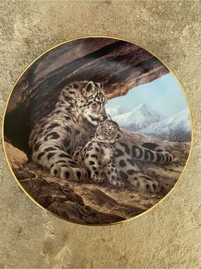 The Snow Leopard Decorative Plate by Will Nelson -